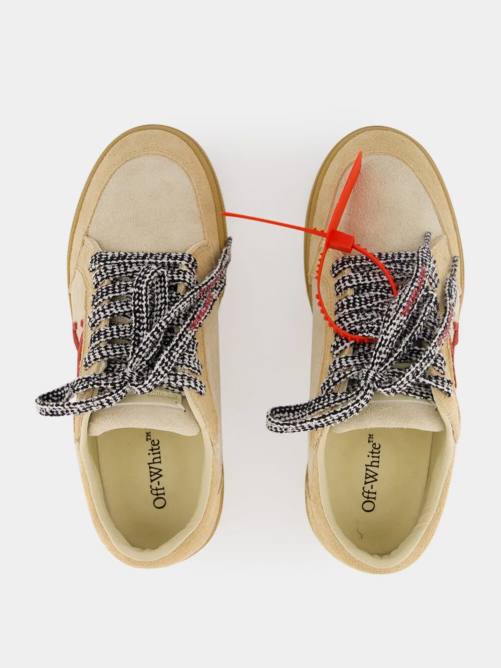 Beige and Haute Red Vulcanized Low Leather Sneakers sold by Fashion Clinic product image thumbnail 4