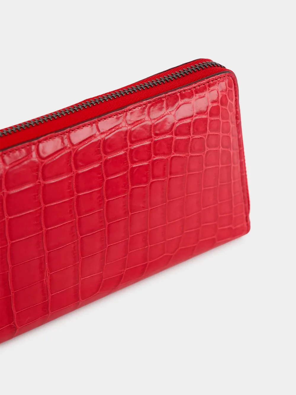 Red Crocodile Leather Zip Wallet sold by Fashion Clinic product image thumbnail 3