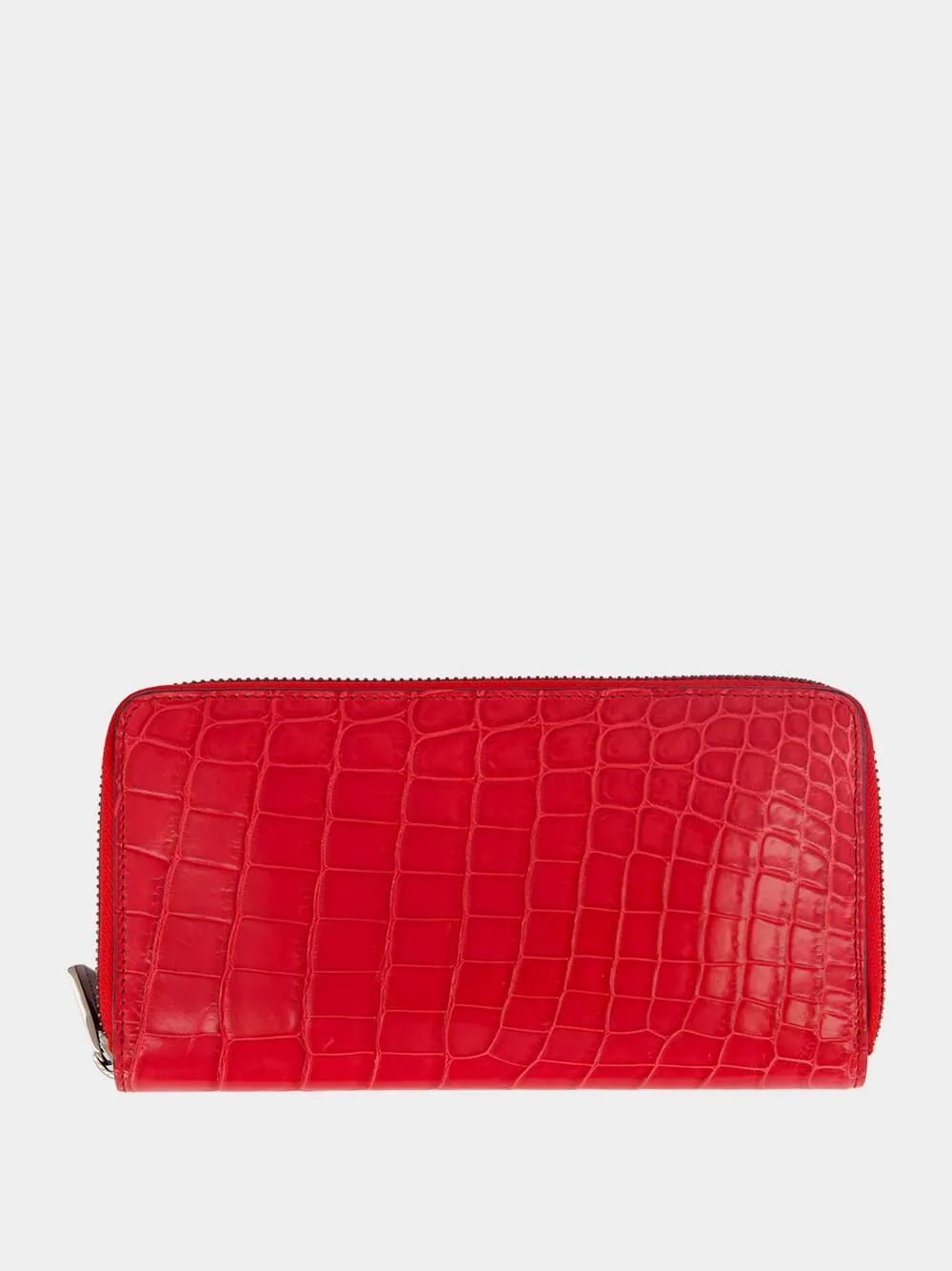 Red Crocodile Leather Zip Wallet sold by Fashion Clinic