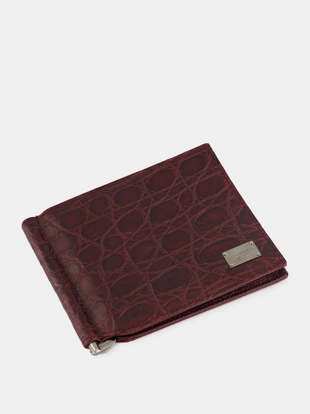 Burgundy Caiman Leather Bifold Wallet sold by Fashion Clinic product image thumbnail 3