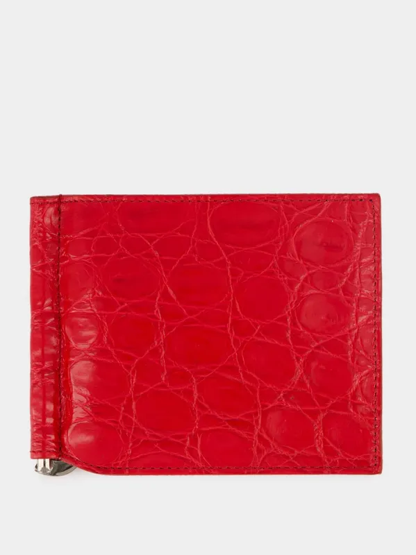 Bordeaux Caiman Leather Bifold Wallet made by Dolce & Gabanna
