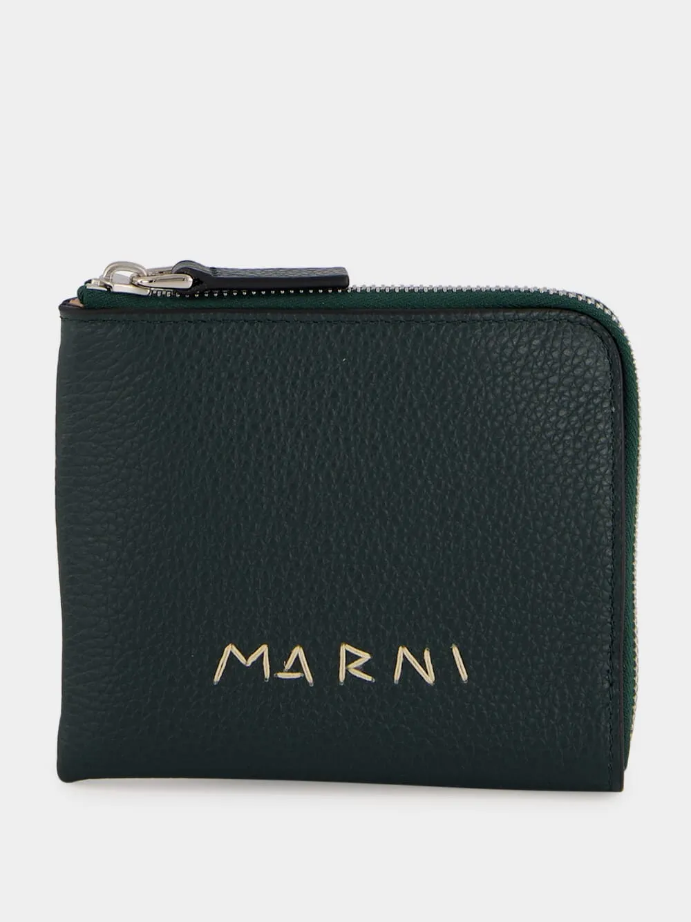 Dark Green Leather Zip Wallet sold by Fashion Clinic