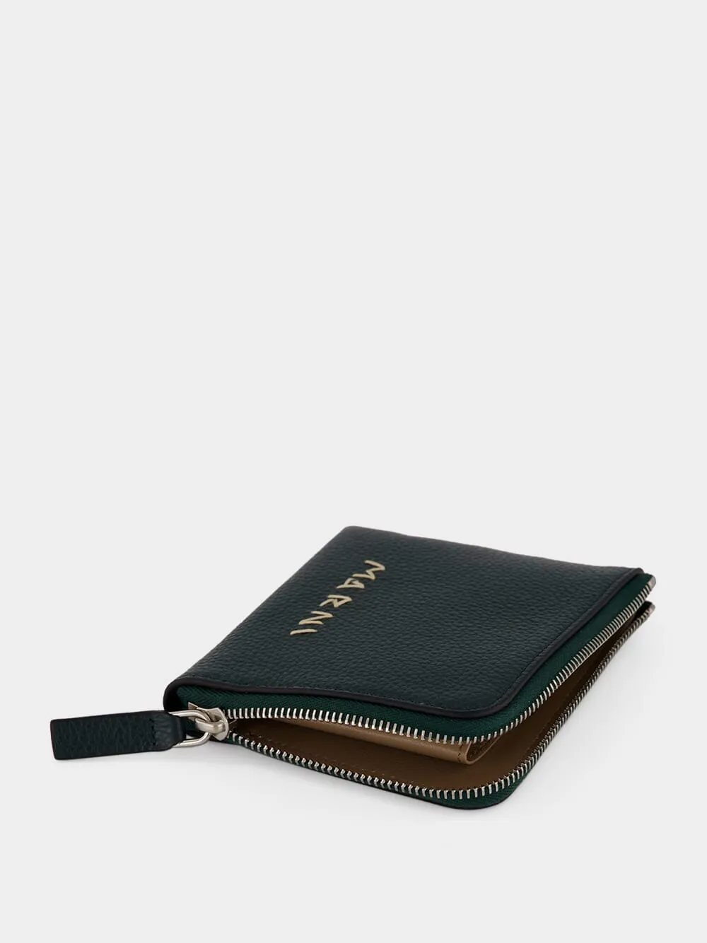 Dark Green Leather Zip Wallet sold by Fashion Clinic product image thumbnail 4