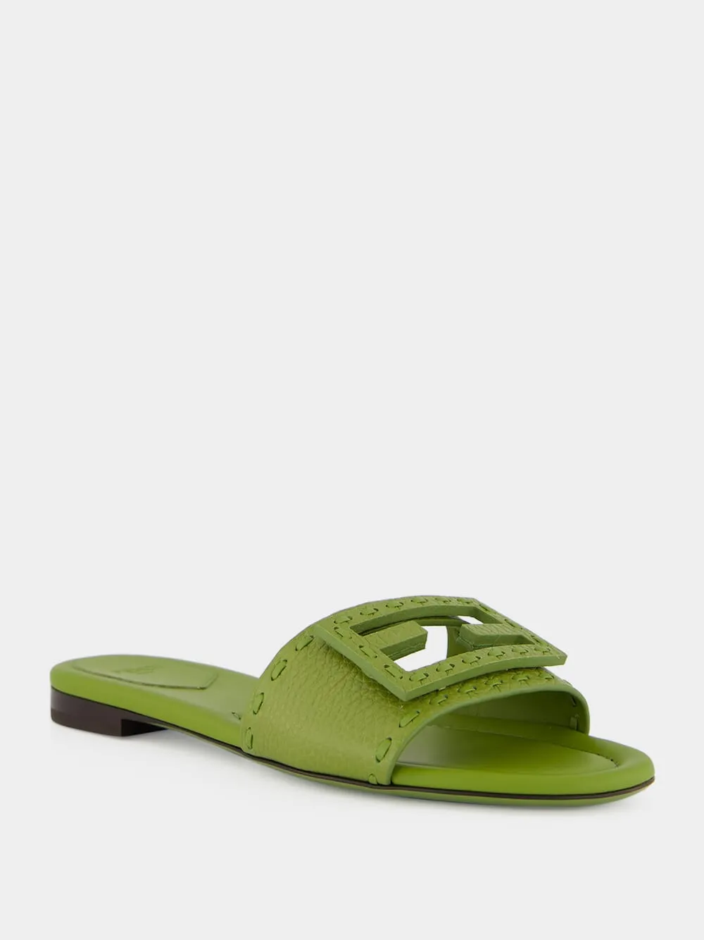 Green Baguette Leather Slides sold by Fashion Clinic product image thumbnail 2