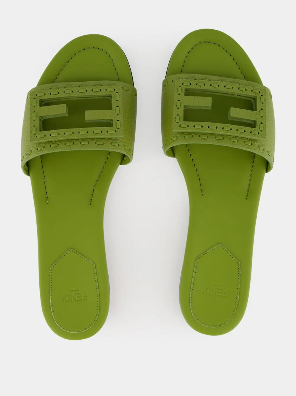 Green Baguette Leather Slides sold by Fashion Clinic product image thumbnail 4