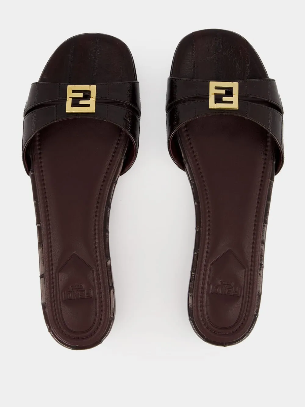 Brown FFold Leather Sandals sold by Fashion Clinic product image thumbnail 4