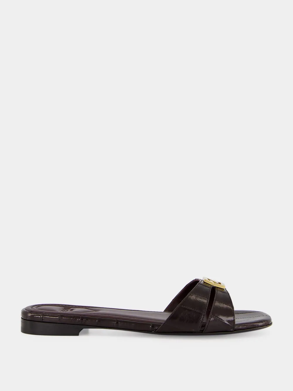 Brown FFold Leather Sandals sold by Fashion Clinic