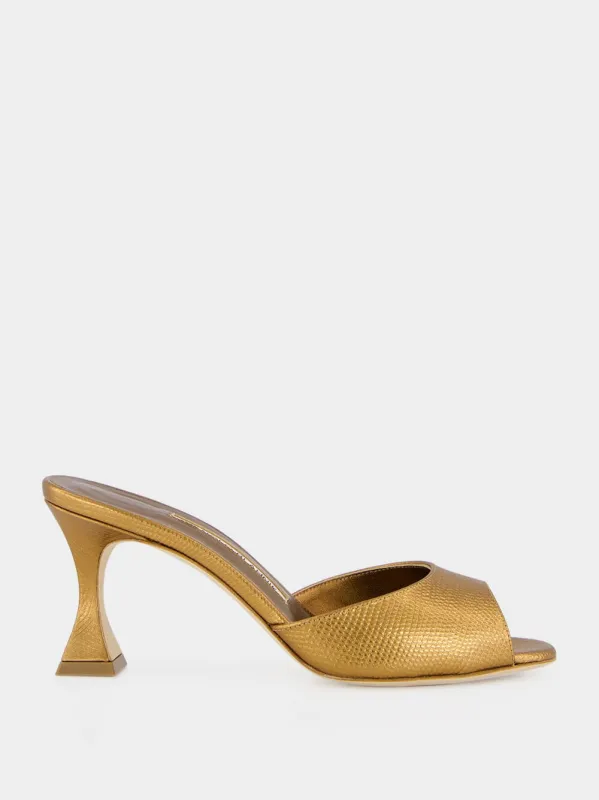 Gold Jadaron 70 Leather Heeled Mules made by Manolo Blahnik