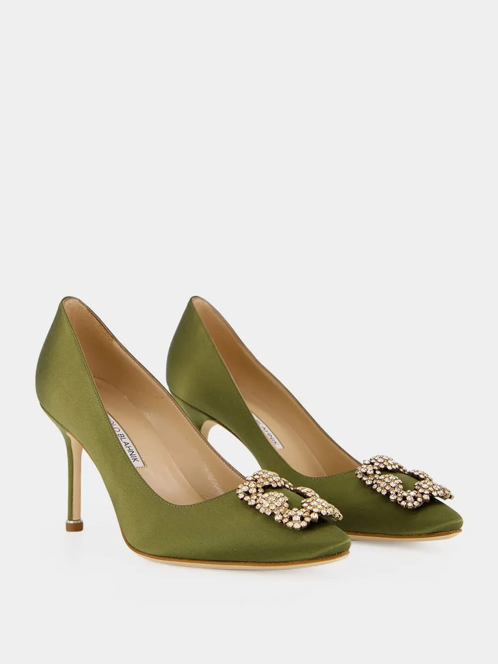 Olive Hangisi 90 Satin Jewel Pumps sold by Fashion Clinic product image thumbnail 3