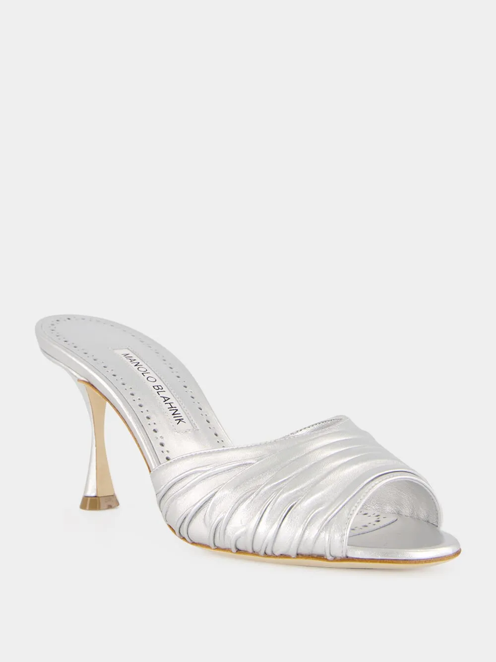 Silver Pirua 70 Nappa Heeled Mules sold by Fashion Clinic product image thumbnail 2