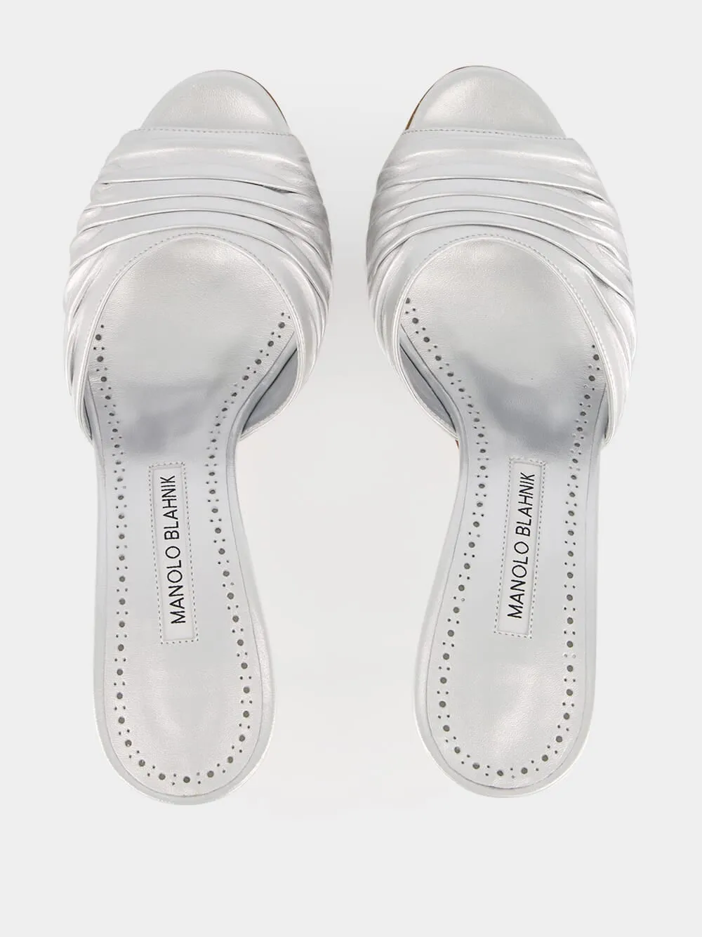 Silver Pirua 70 Nappa Heeled Mules sold by Fashion Clinic product image thumbnail 4