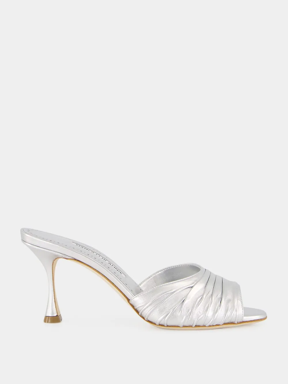 Silver Pirua 70 Nappa Heeled Mules sold by Fashion Clinic