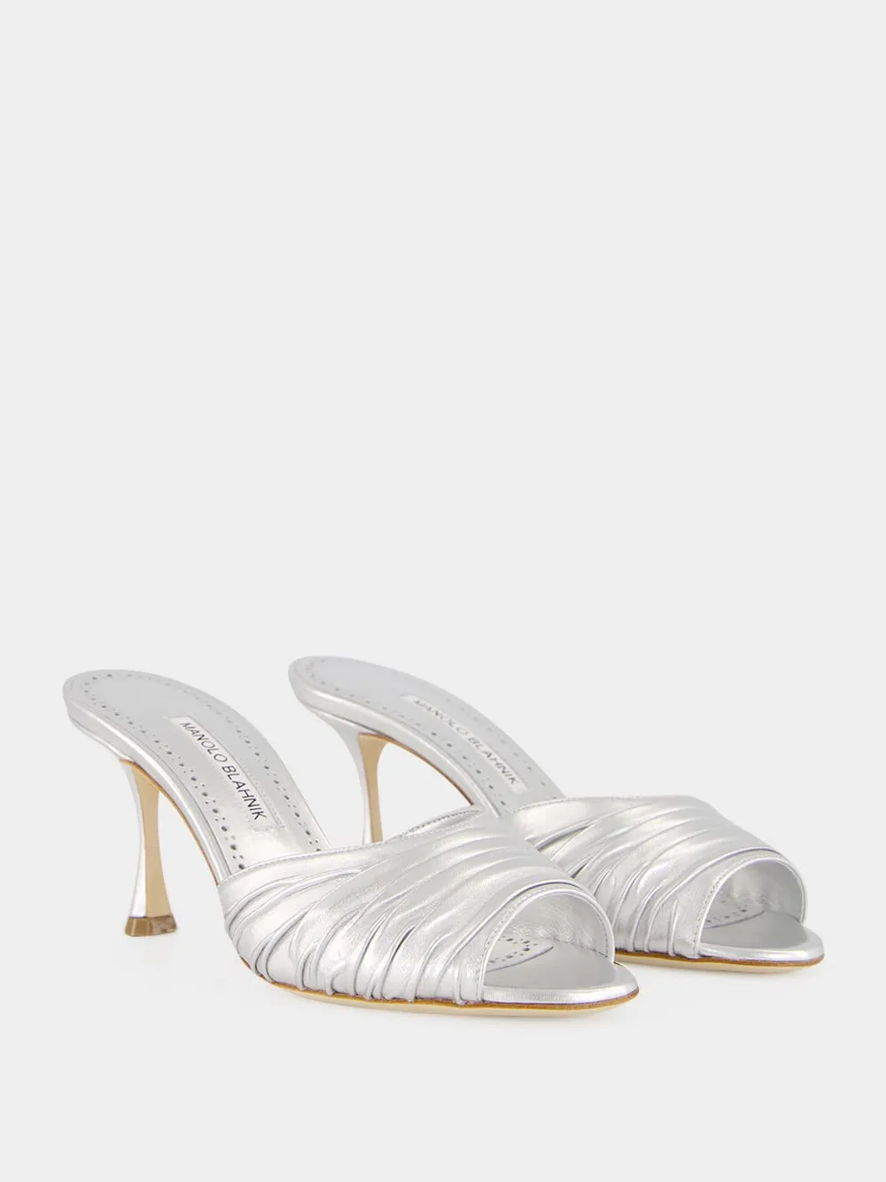 Silver Pirua 70 Nappa Heeled Mules sold by Fashion Clinic product image thumbnail 3
