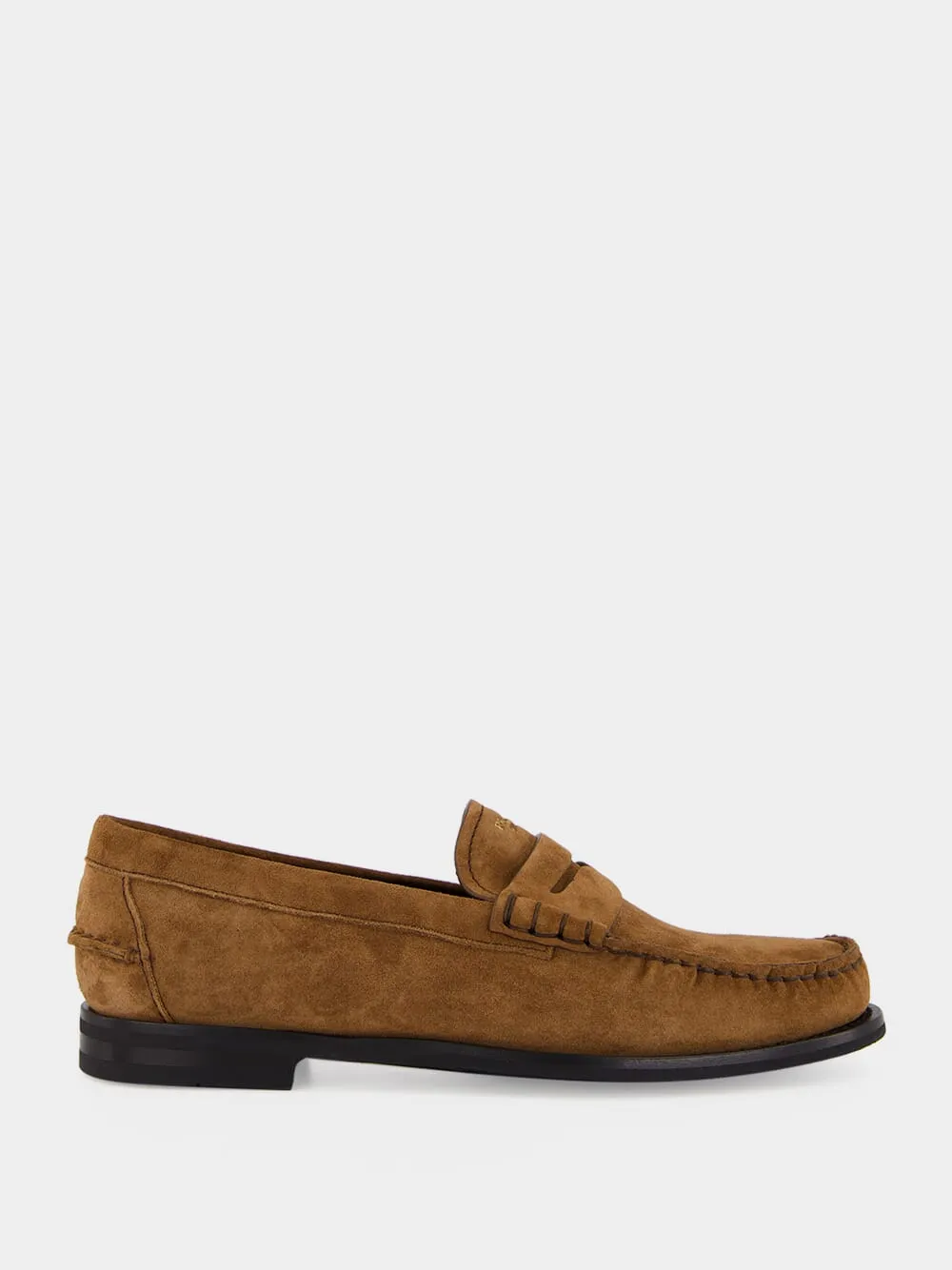 Cocoa Brown Suede Penny Loafers sold by Fashion Clinic