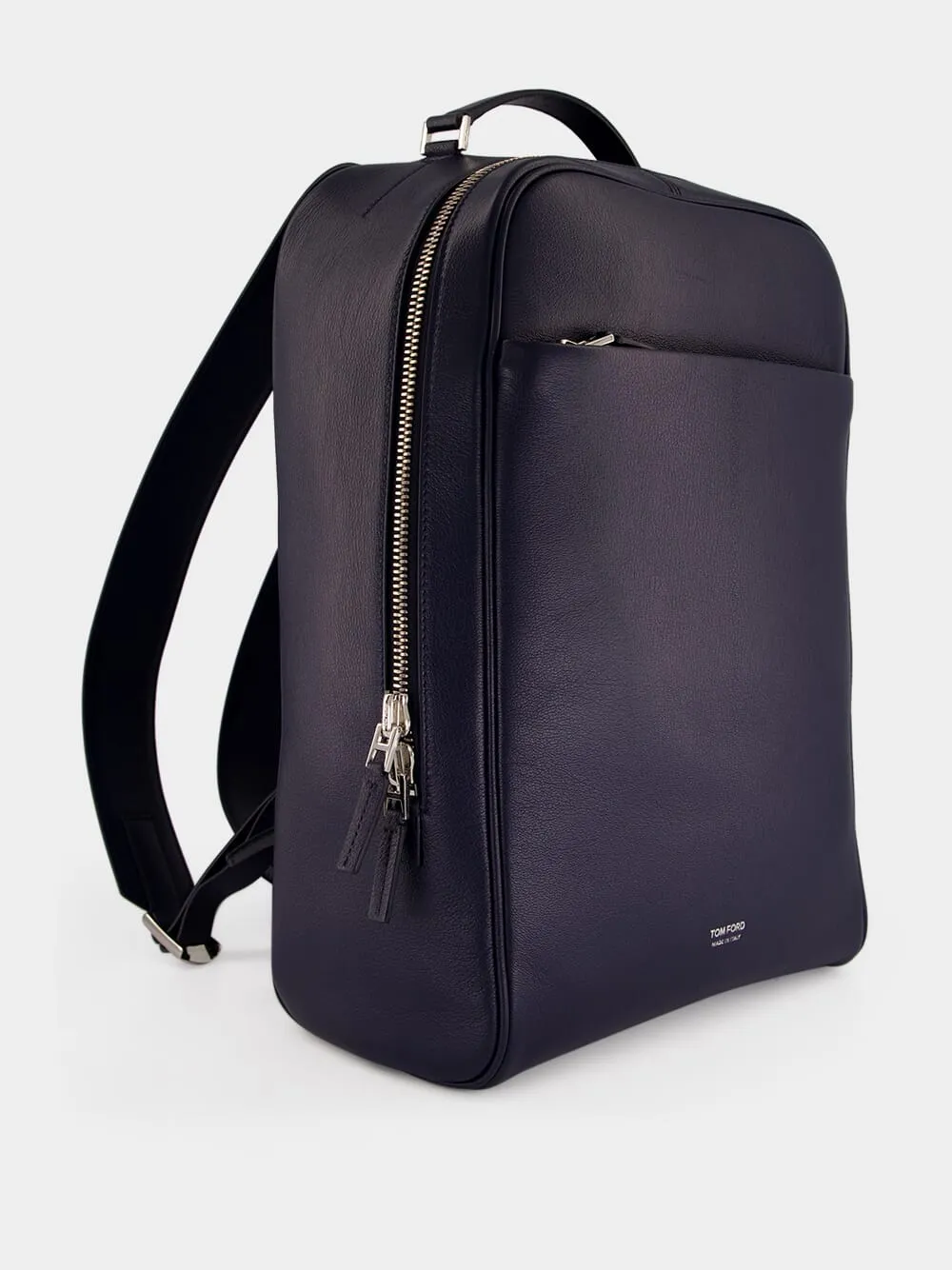 Navy Blue Grain Leather Backpack sold by Fashion Clinic product image thumbnail 2