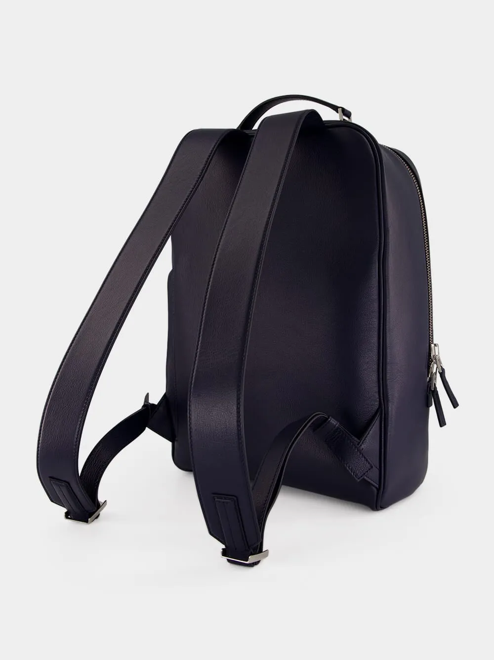 Navy Blue Grain Leather Backpack sold by Fashion Clinic product image thumbnail 4