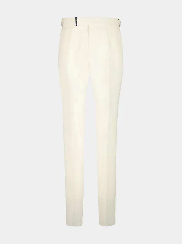Off-White Silk Mulberry and Linen Pants made by Tom Ford