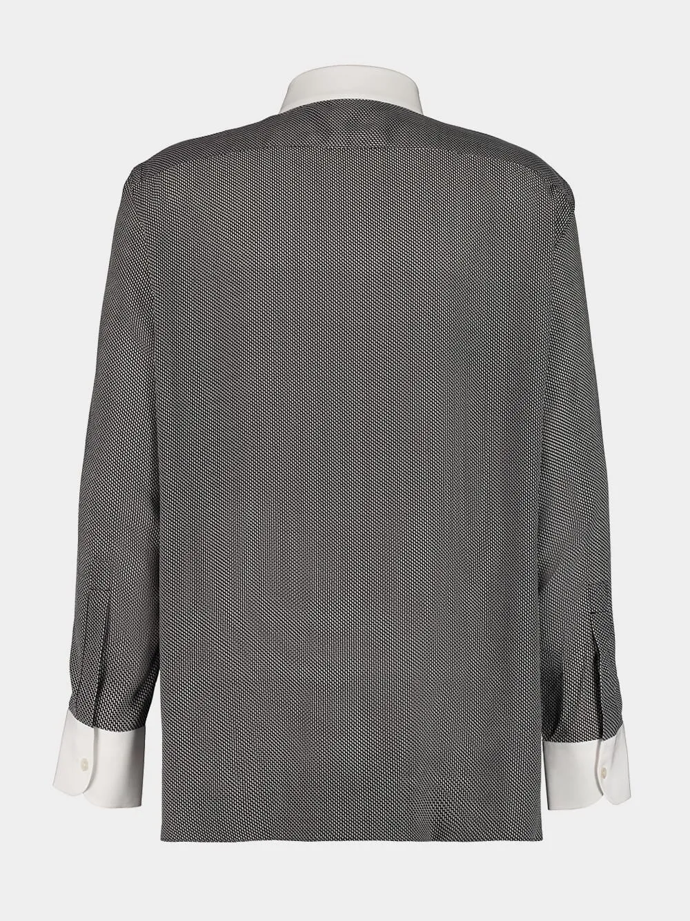 Black and White Mulberry Silk Button-Up Shirt sold by Fashion Clinic product image thumbnail 2