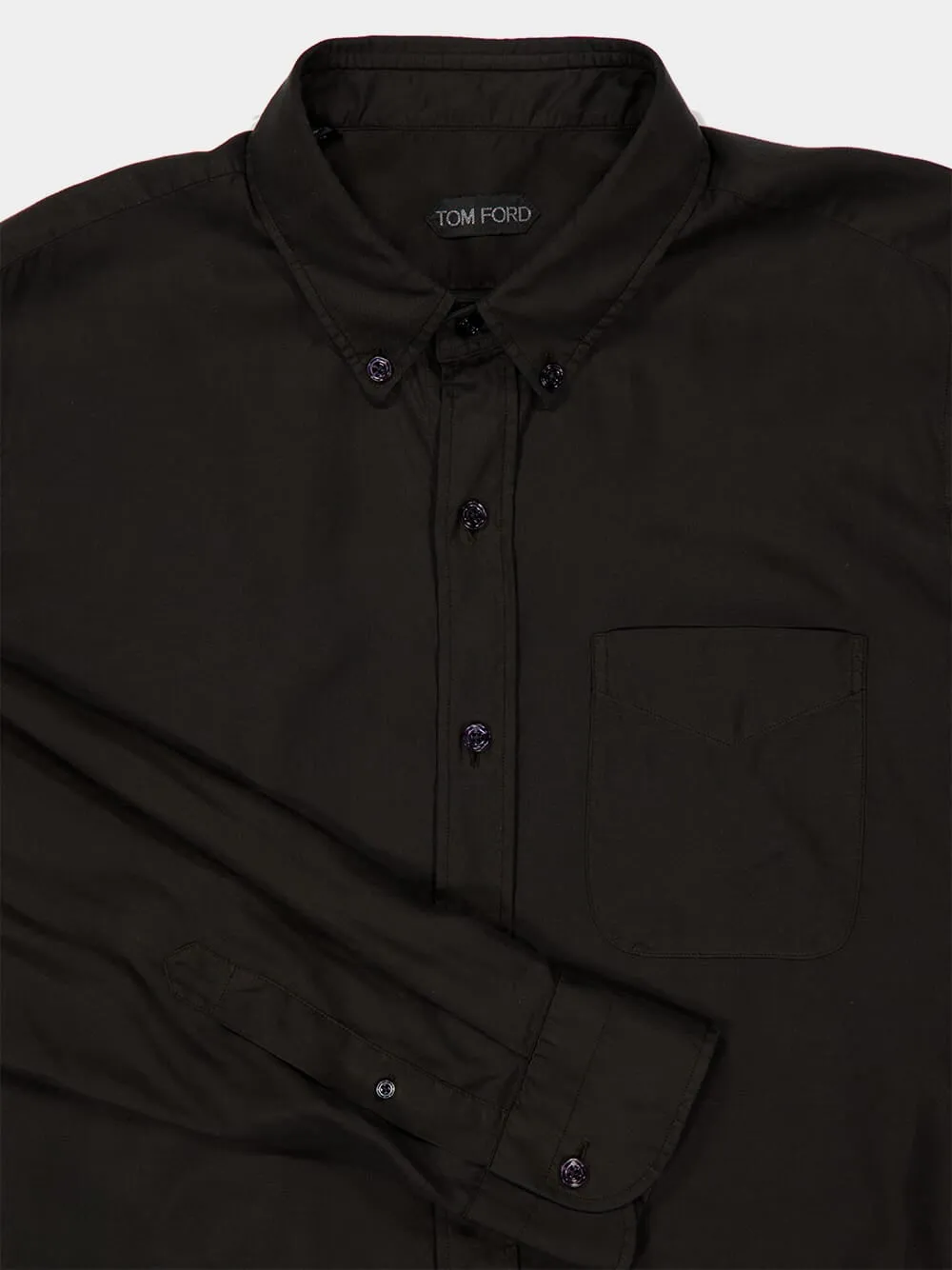 Black Slim-Fit Lyocell Shirt sold by Fashion Clinic product image thumbnail 4