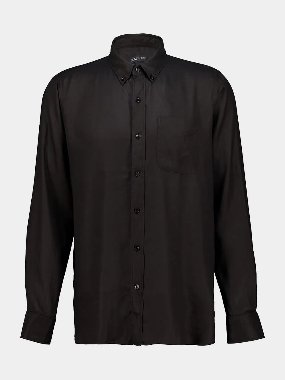 Black Slim-Fit Lyocell Shirt sold by Fashion Clinic