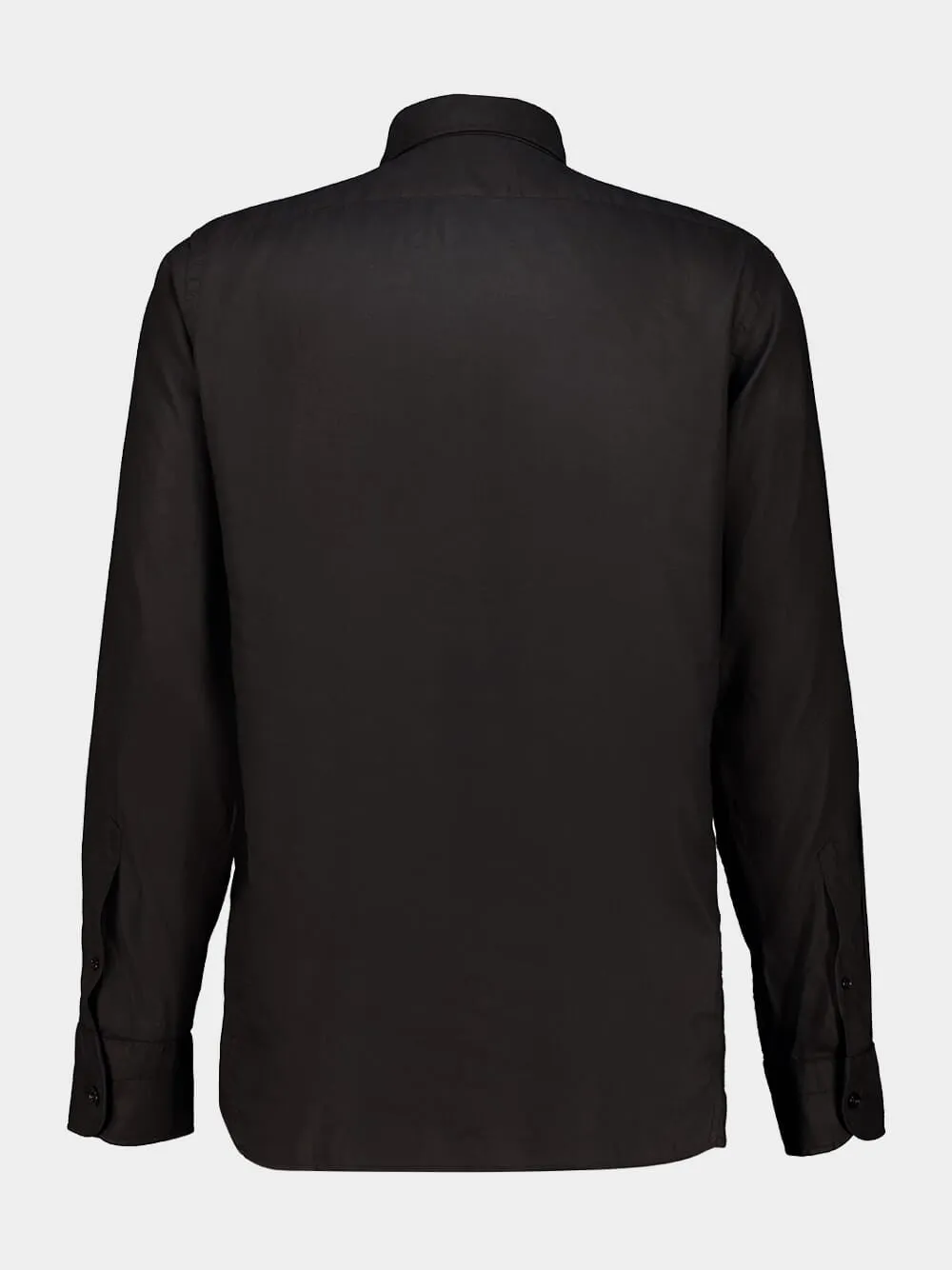 Black Slim-Fit Lyocell Shirt sold by Fashion Clinic product image thumbnail 2