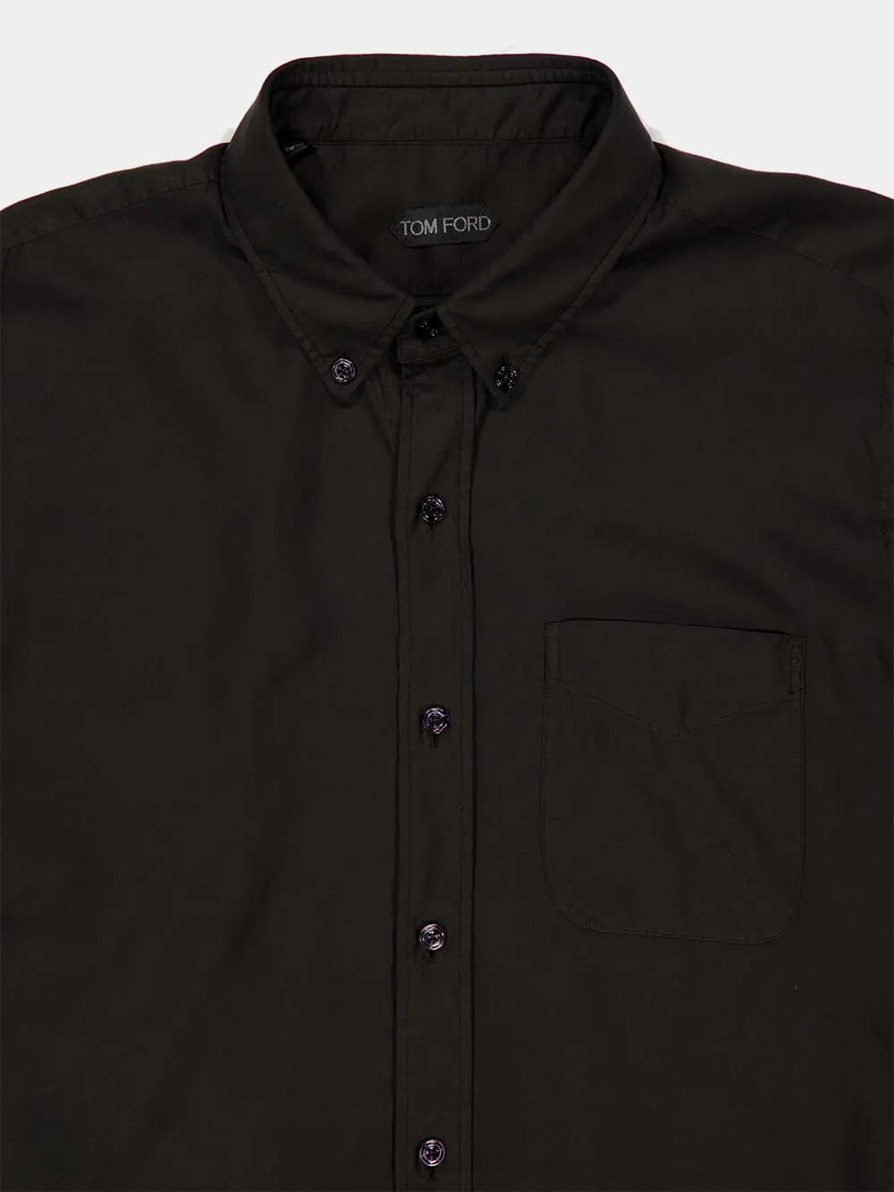 Black Slim-Fit Lyocell Shirt sold by Fashion Clinic product image thumbnail 3