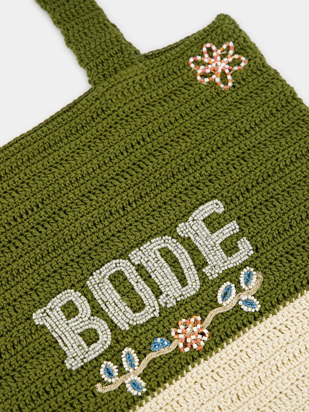 Green and Cream Marsh Crochet Tote Bag sold by Fashion Clinic product image thumbnail 4