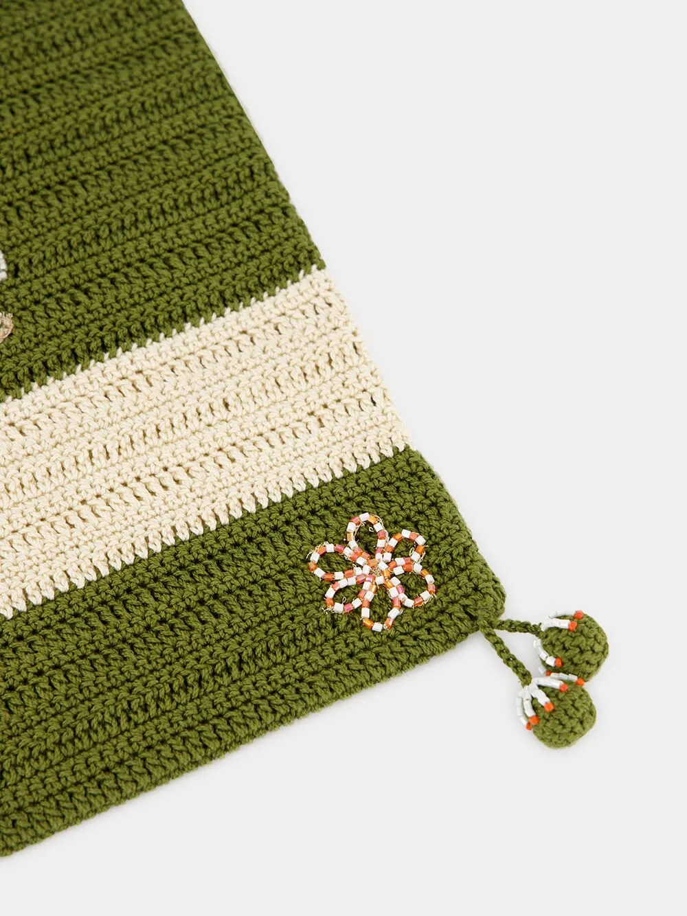Green and Cream Marsh Crochet Tote Bag sold by Fashion Clinic product image thumbnail 5