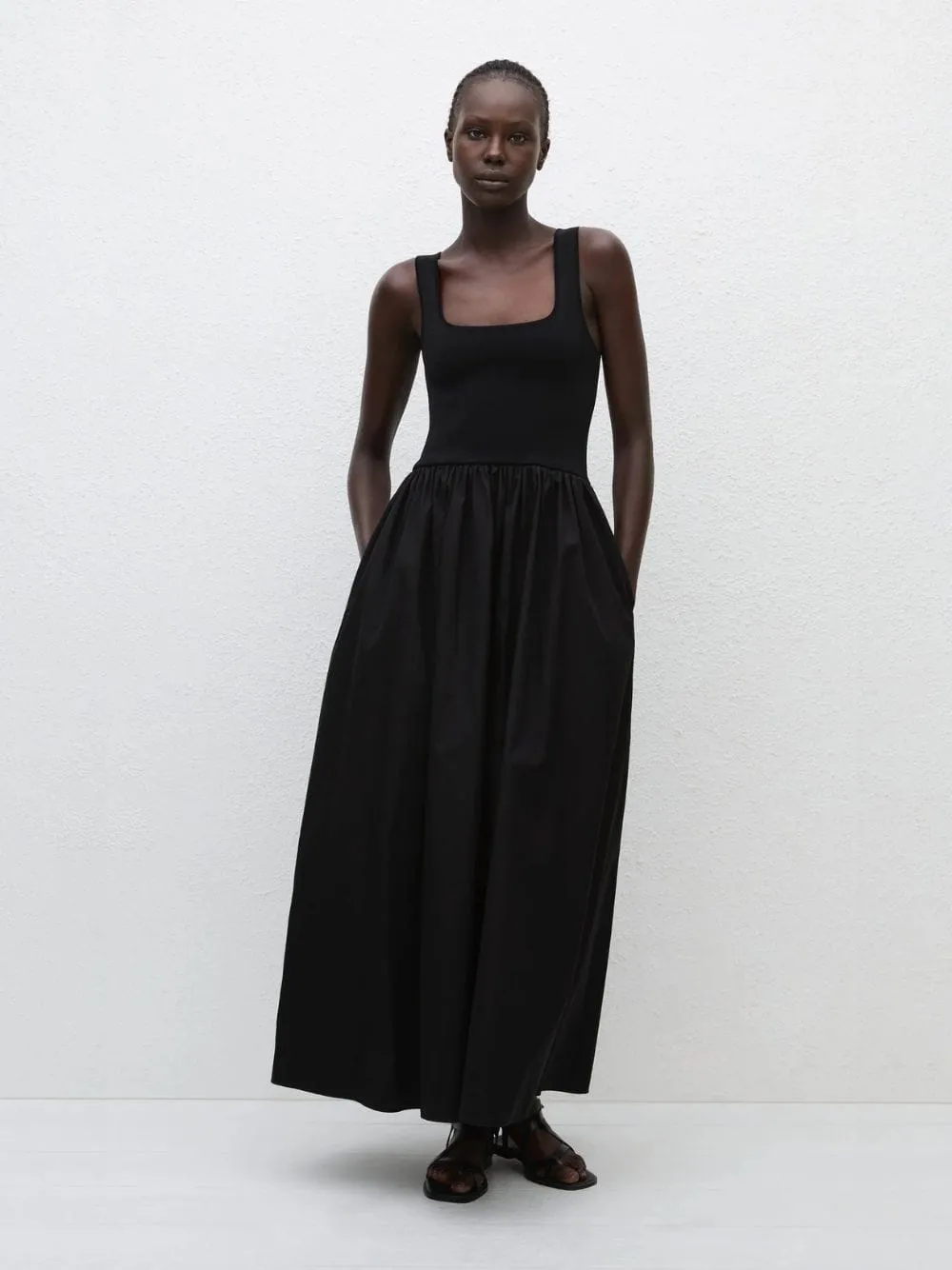 Black Knit and Cotton Dress sold by Fashion Clinic product image thumbnail 3