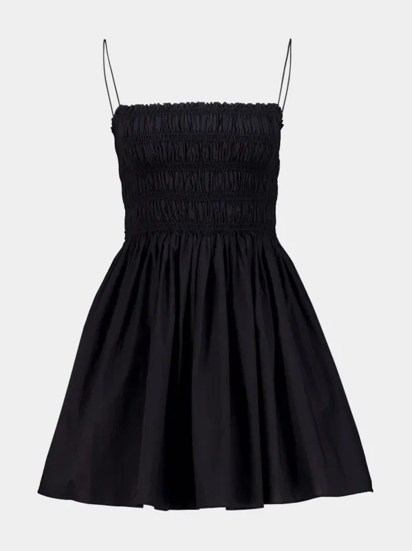 Black Shirred Bodice Mini Dress made by Matteau
