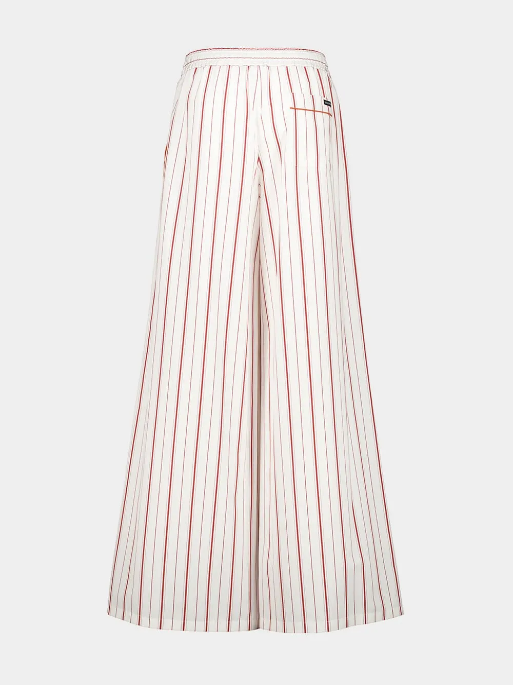 Red Striped Poplin Wide-Leg Trousers sold by Fashion Clinic product image thumbnail 4