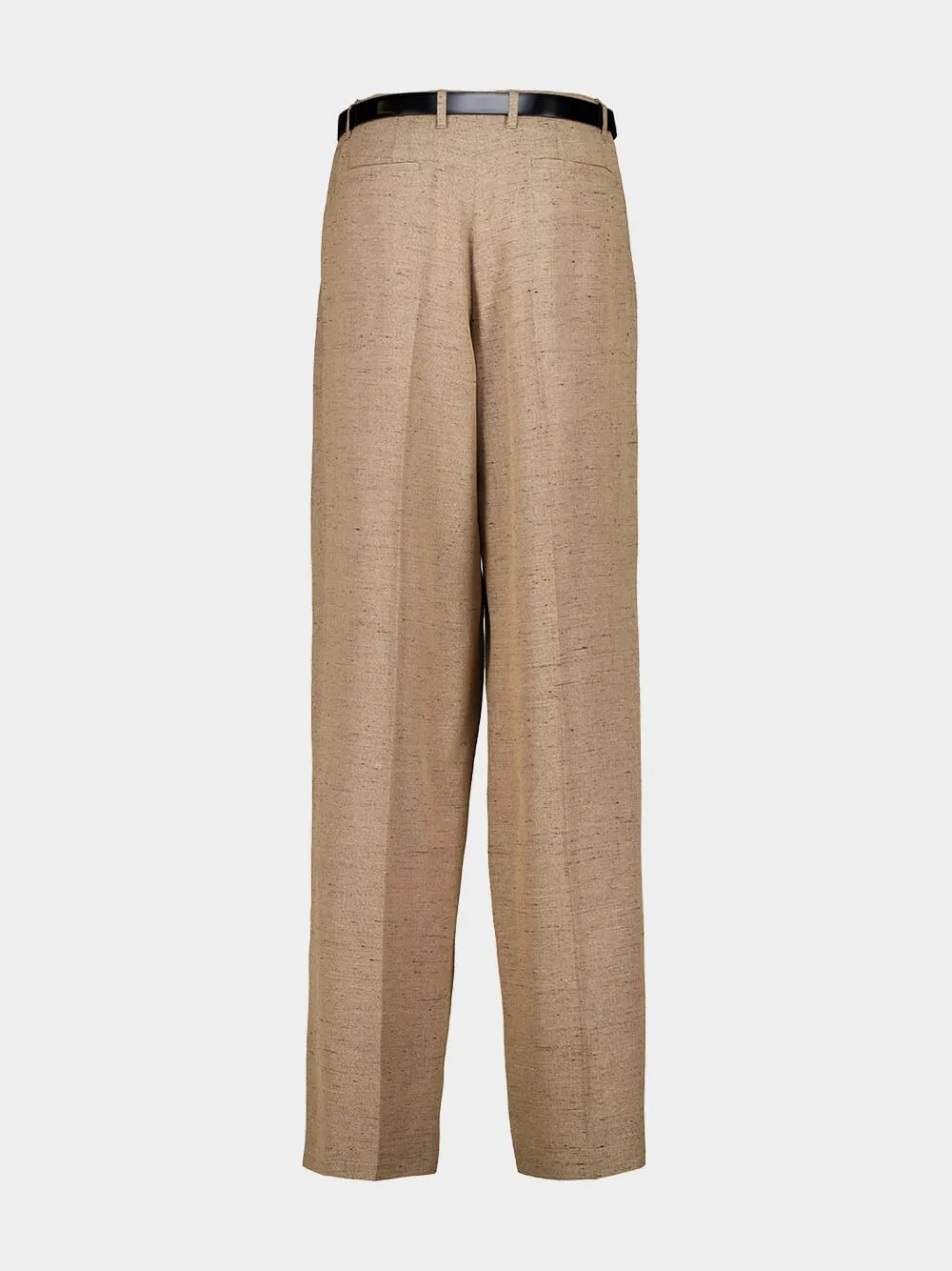 Brown Tweed-Effect Wide-Leg Trousers sold by Fashion Clinic product image thumbnail 3