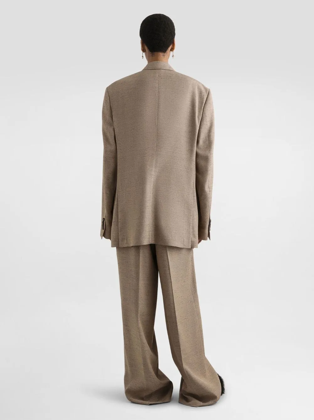 Brown Tweed-Effect Wide-Leg Trousers sold by Fashion Clinic product image thumbnail 4