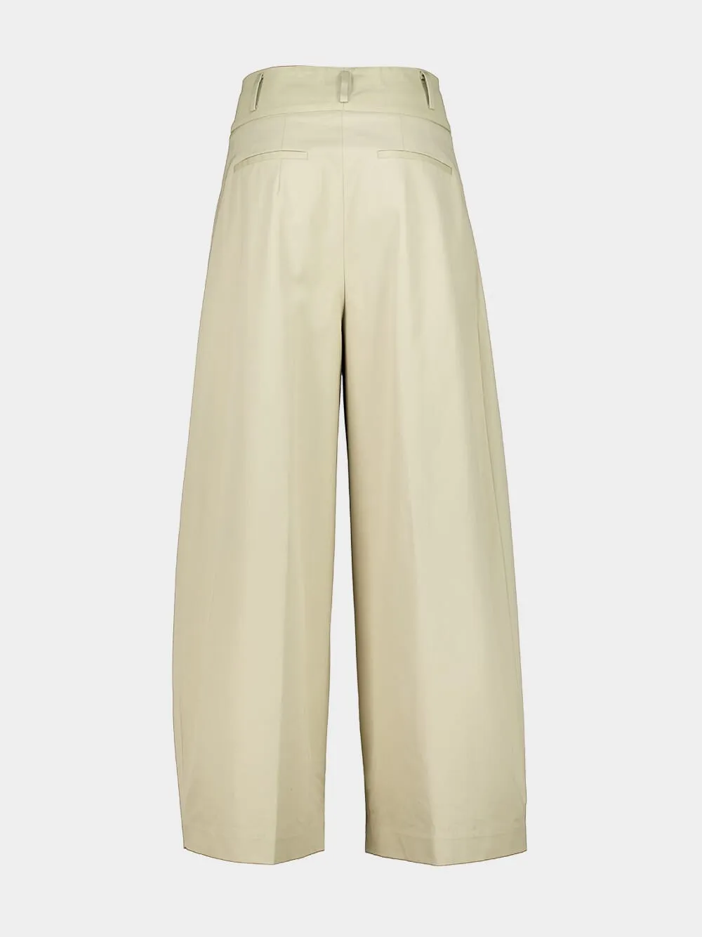Beige Wide-Leg Cotton Trousers sold by Fashion Clinic product image thumbnail 3