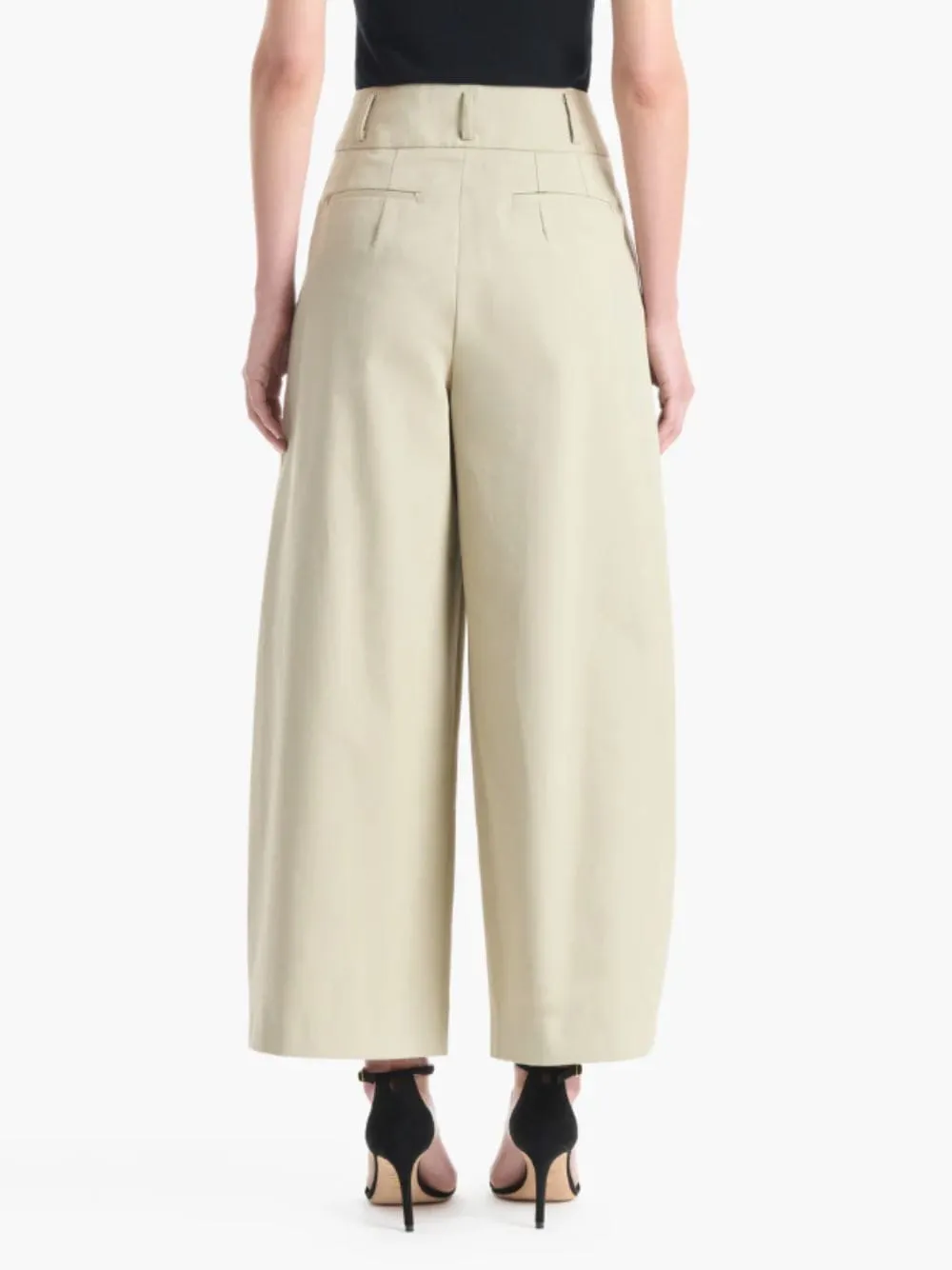Beige Wide-Leg Cotton Trousers sold by Fashion Clinic product image thumbnail 4