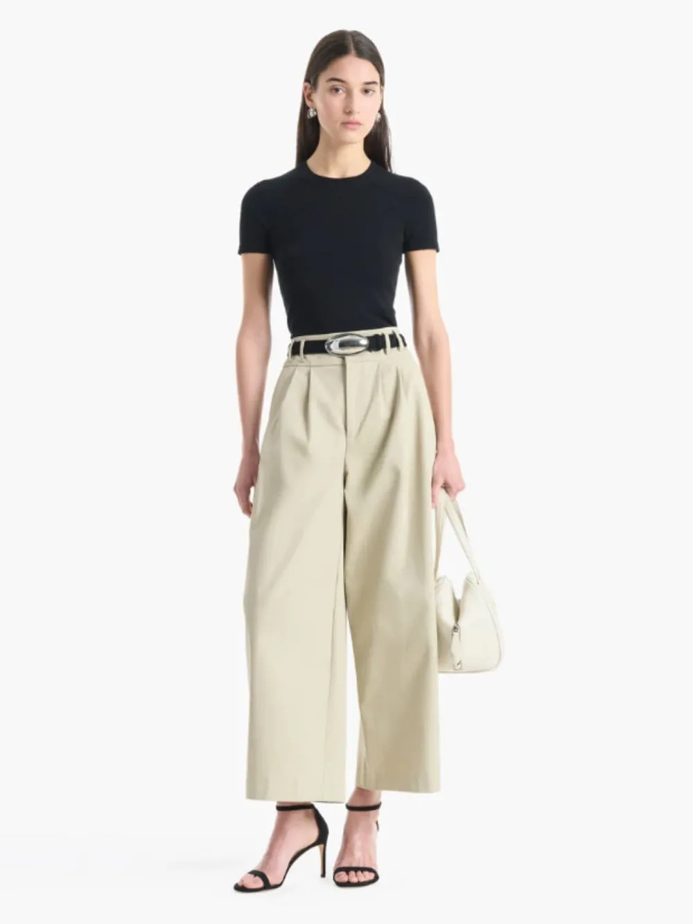 Beige Wide-Leg Cotton Trousers sold by Fashion Clinic product image thumbnail 2