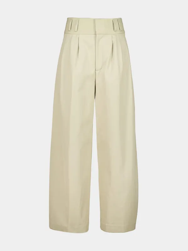 Beige Wide-Leg Cotton Trousers made by Altuzarra
