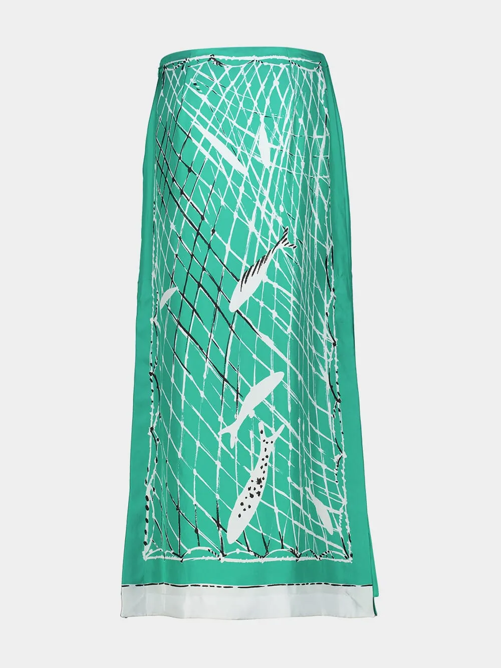 Green Fishnet Silk Maxi Skirt sold by Fashion Clinic product image thumbnail 3