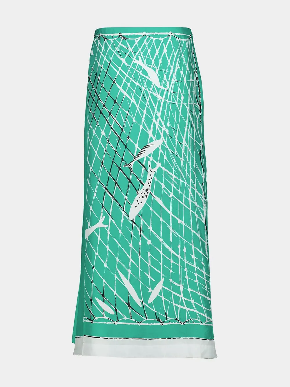 Green Fishnet Silk Maxi Skirt sold by Fashion Clinic product image thumbnail 2