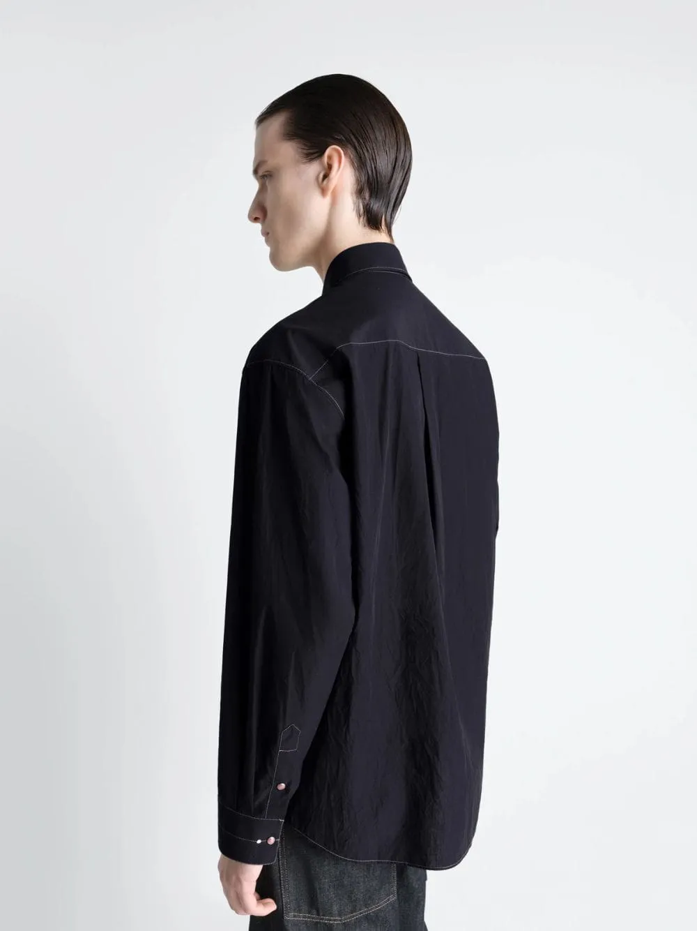 Black Crepe Cotton Studded Shirt sold by Fashion Clinic product image thumbnail 4