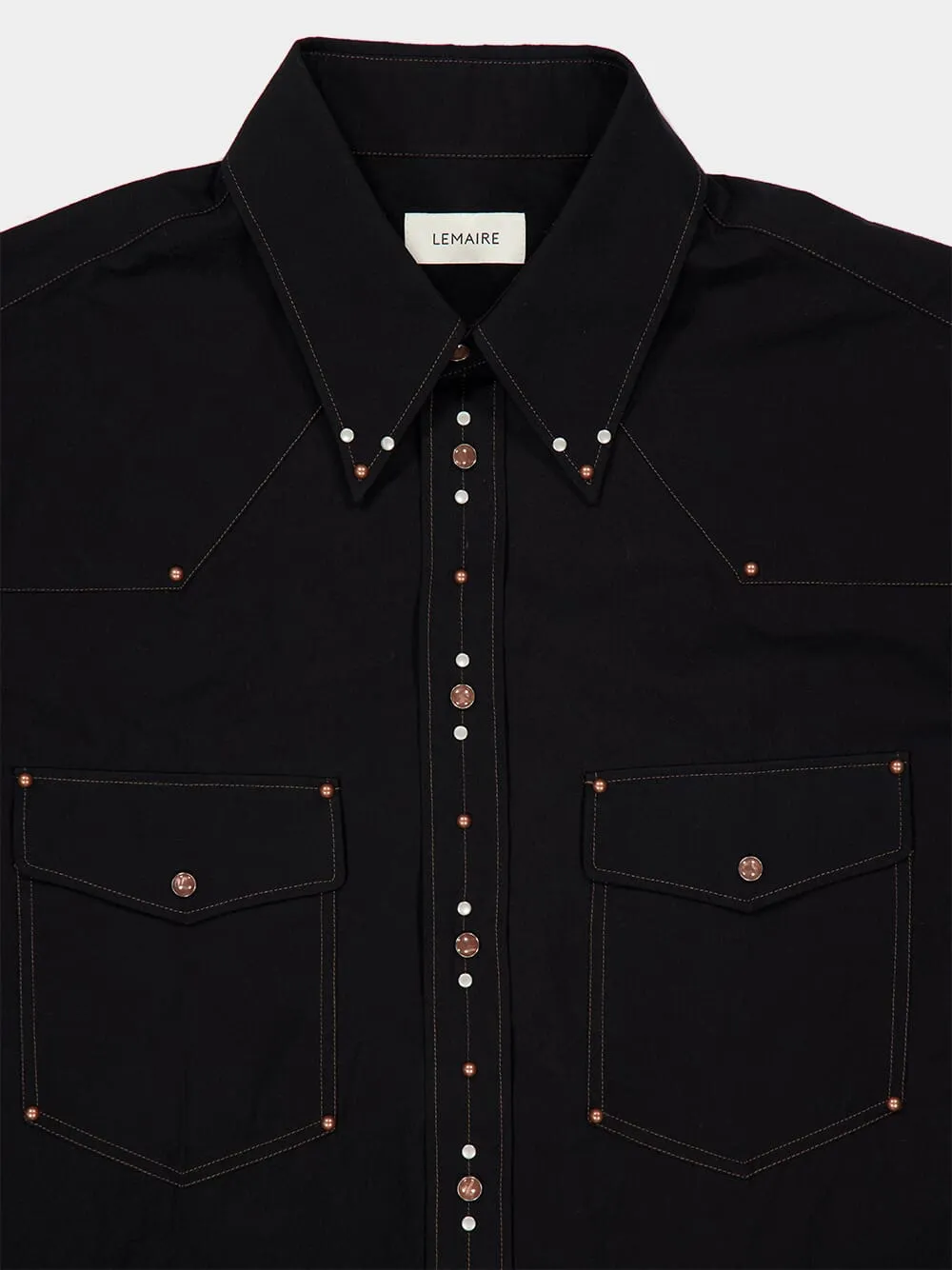 Black Crepe Cotton Studded Shirt sold by Fashion Clinic product image thumbnail 5