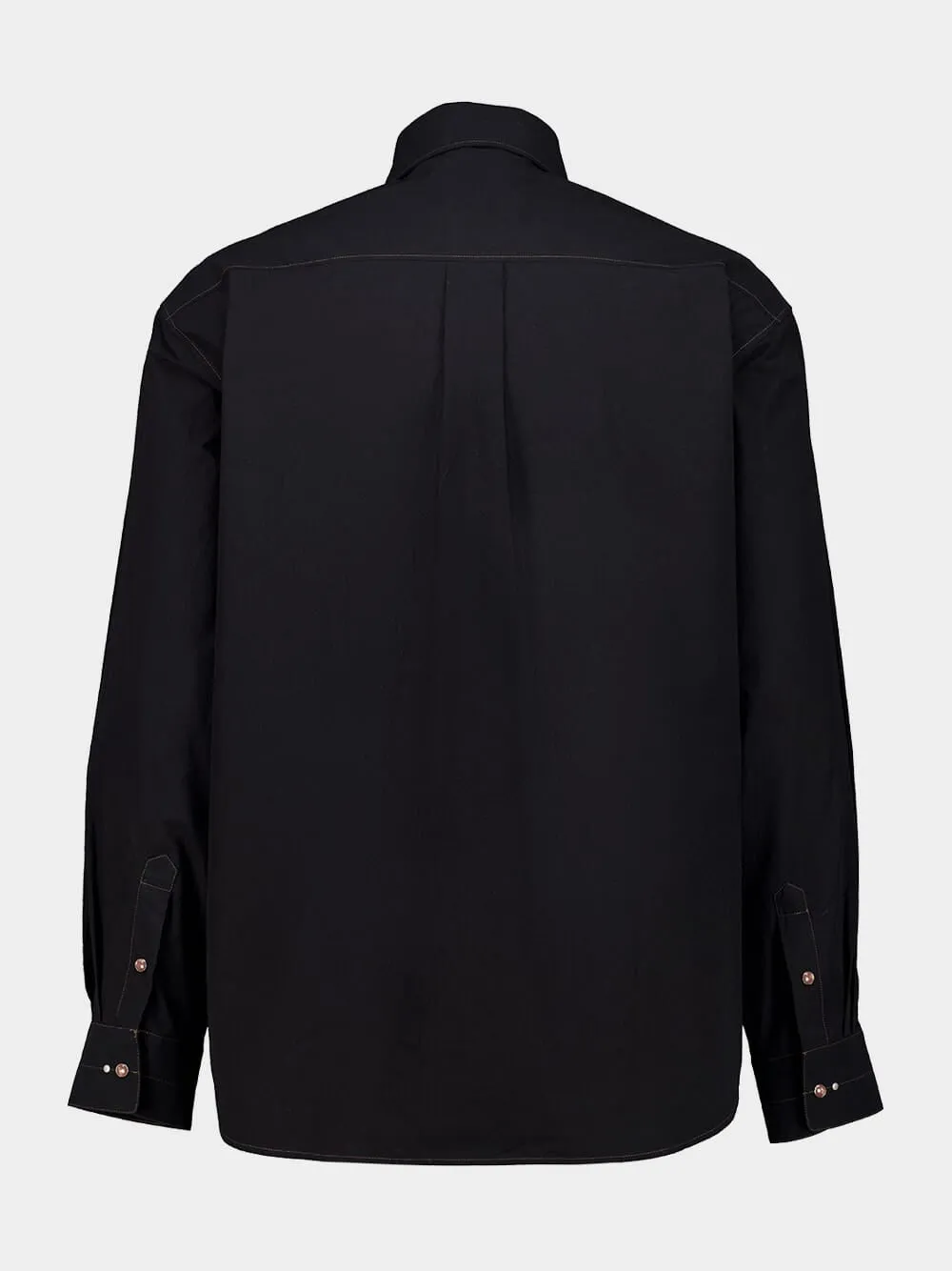 Black Crepe Cotton Studded Shirt sold by Fashion Clinic product image thumbnail 3