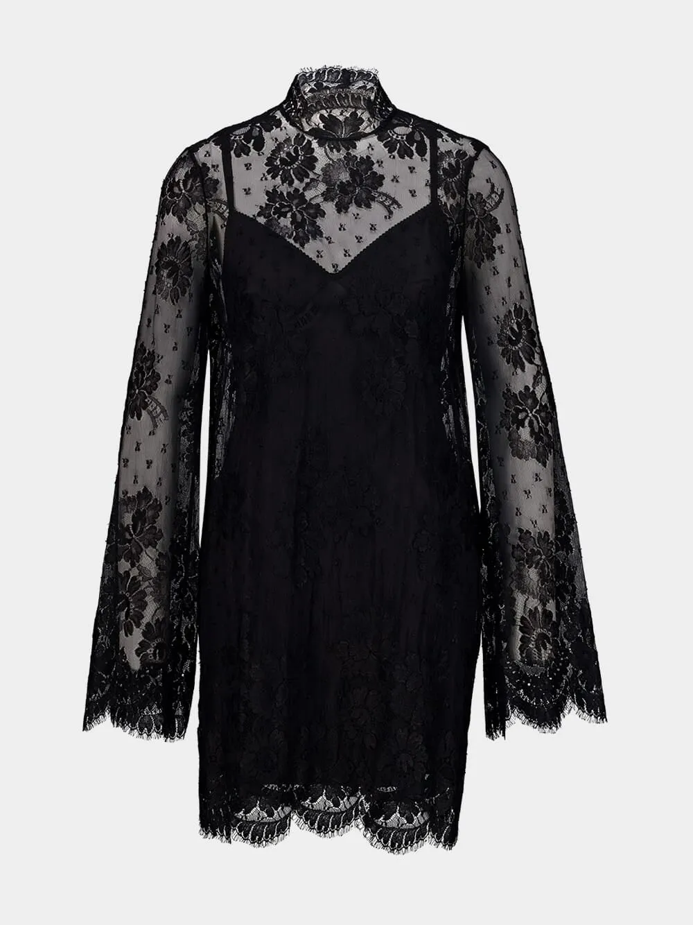 Black High Neck Lace Mini Dress sold by Fashion Clinic