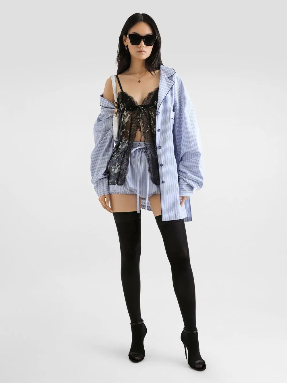 Blue Striped Vanity Cotton Silk Shirt sold by Fashion Clinic product image thumbnail 2