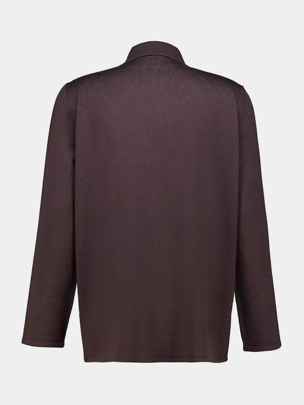 Maroon Brown Virgin Wool Cardigan sold by Fashion Clinic product image thumbnail 2