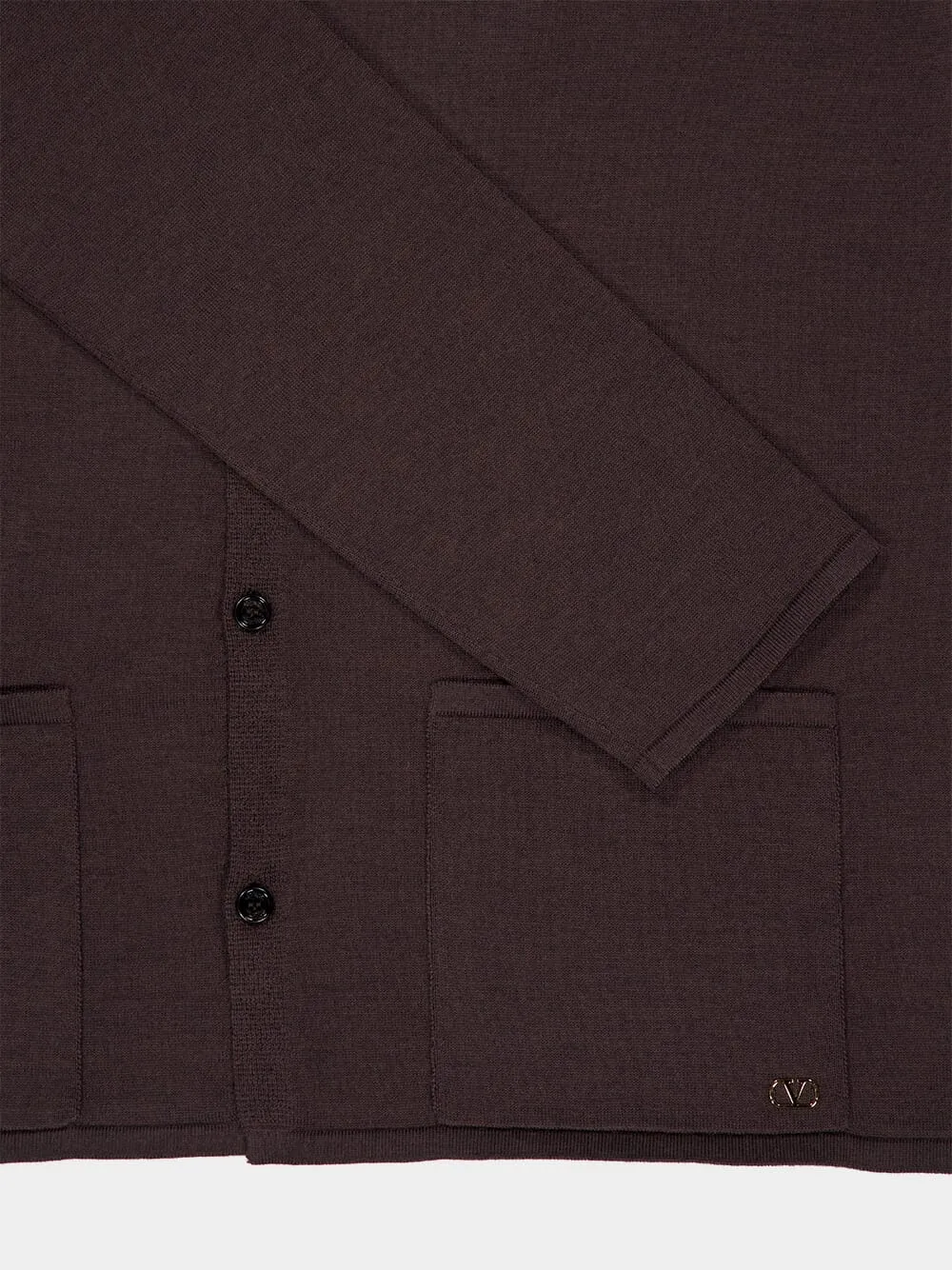 Maroon Brown Virgin Wool Cardigan sold by Fashion Clinic product image thumbnail 4