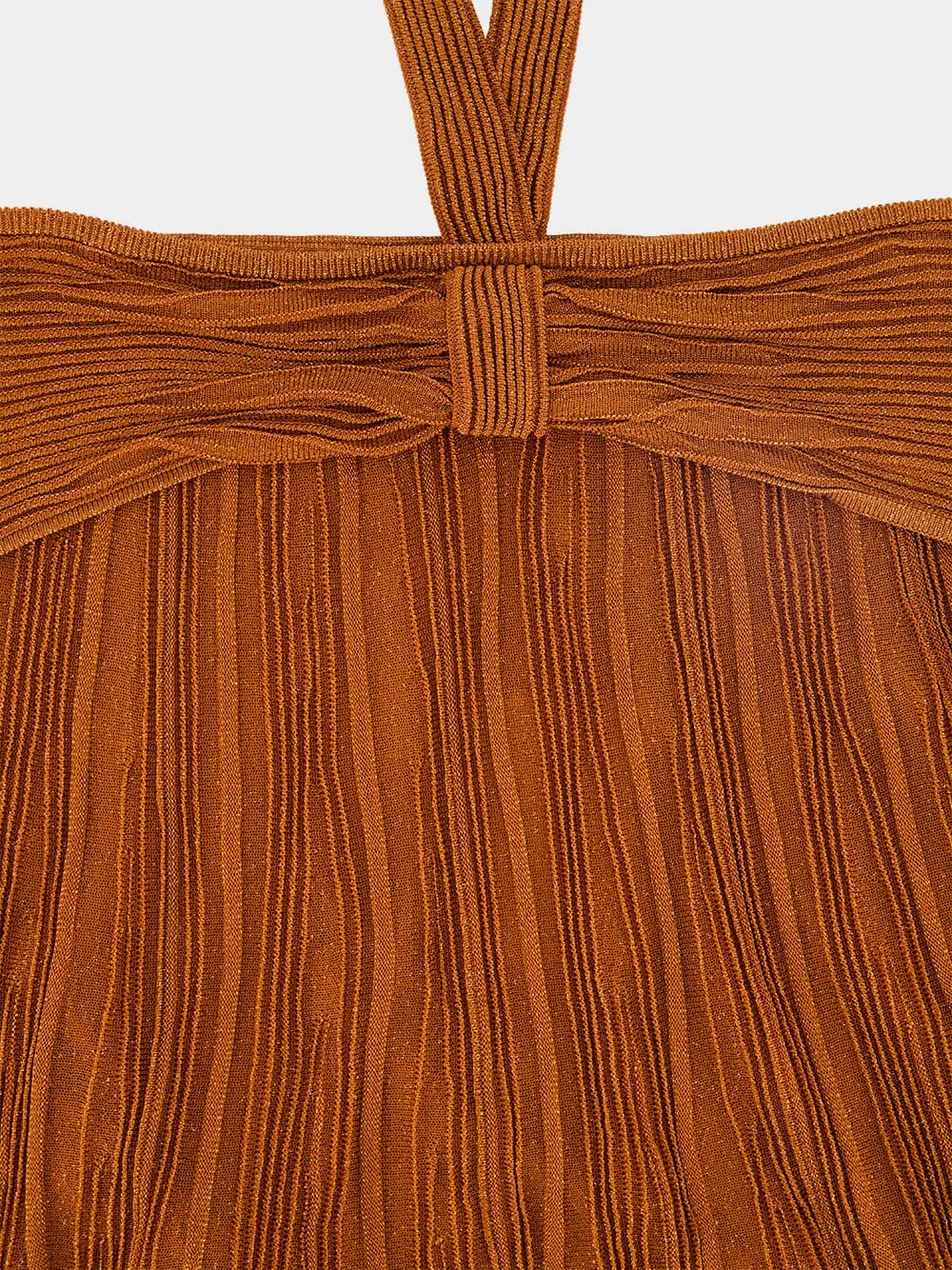 Metallic Tan Indra Halter Maxi Dress sold by Fashion Clinic product image thumbnail 3