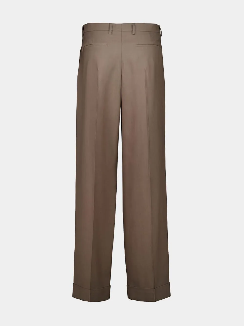 Beige Cuffed Natté Wool Trousers sold by Fashion Clinic product image thumbnail 3