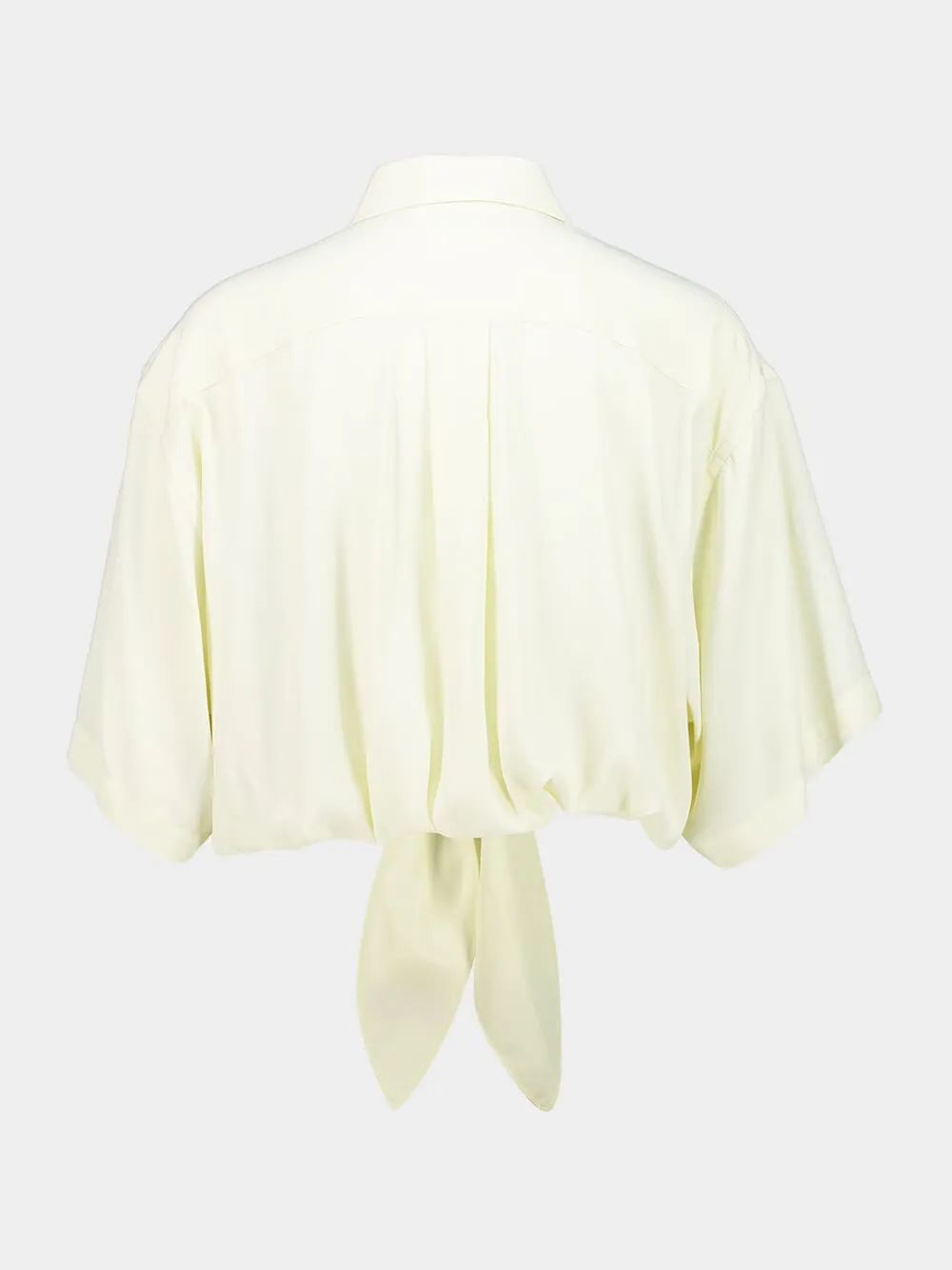 Yellow Cream Crepe de Chine Crop Shirt sold by Fashion Clinic product image thumbnail 4