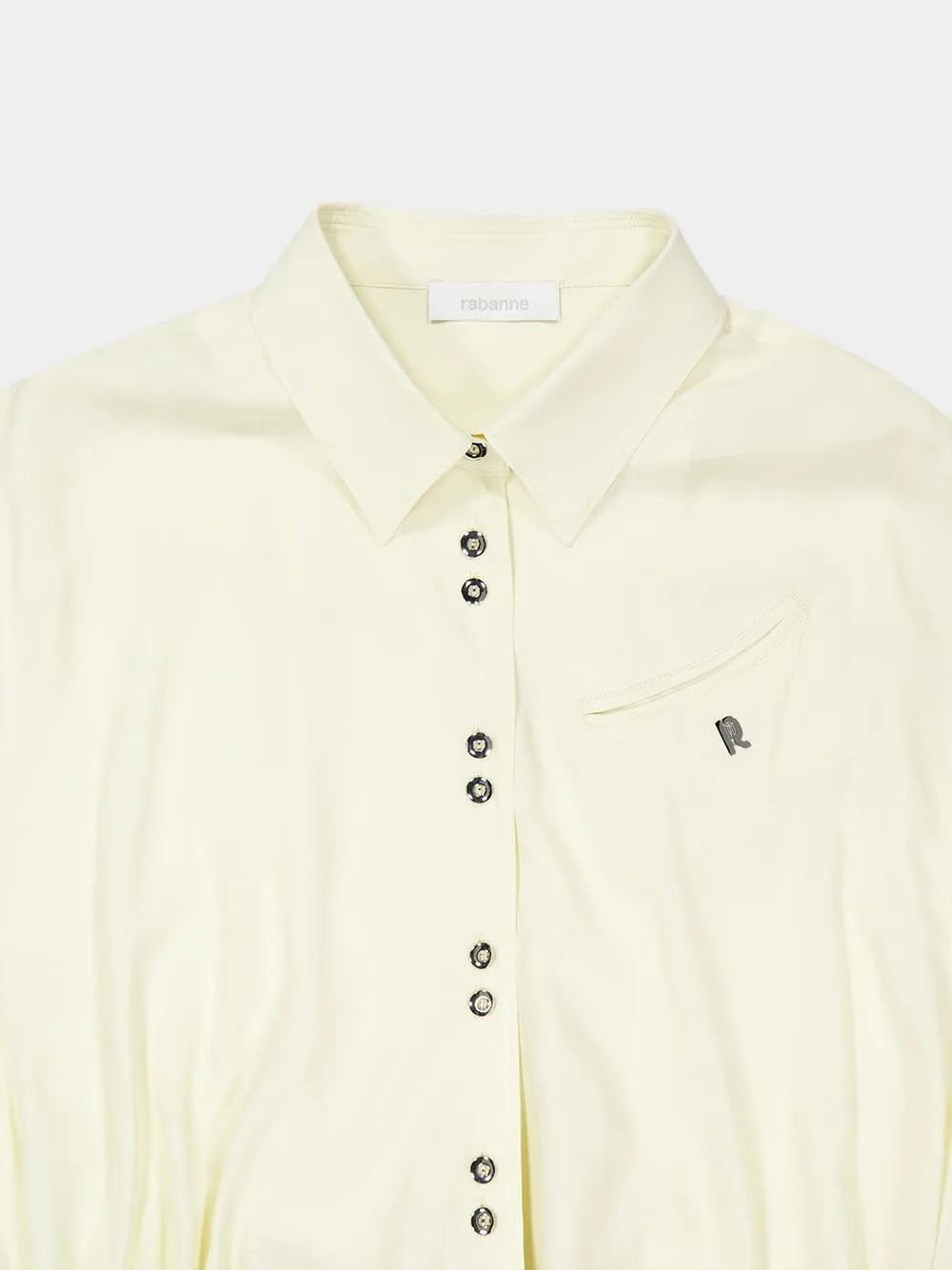 Yellow Cream Crepe de Chine Crop Shirt sold by Fashion Clinic product image thumbnail 5